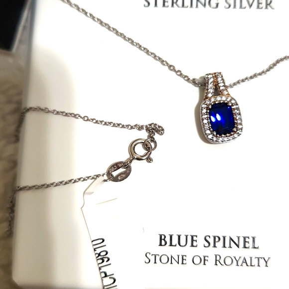 Blue Spinel & Sterling silver fine jewelry necklace - Picture 6 of 6